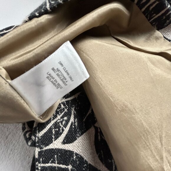 Michael Kors Womens Floral Print Linen Blazer Jacket Medium Black Button Front - Picture 5 of 9